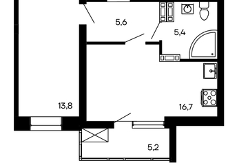 1-к квартира, 46,7 м², 6/8 эт.