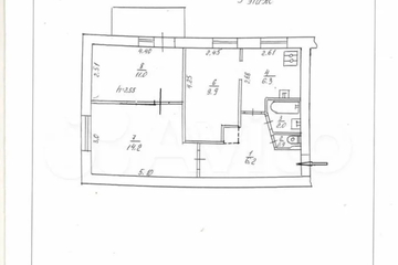 3-к квартира, 53 м², 3/5 эт.